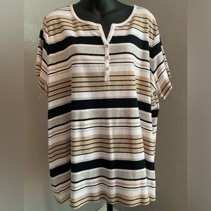 Croft & Barrow 3X short sleeve tee Khaki Black White EUC